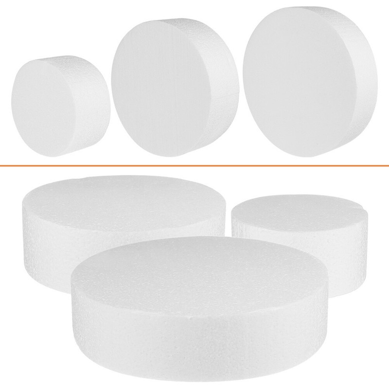 3pcs White Foam Cake Dummy Round 10cm 15cm 20cm For Cake Decorating Practice