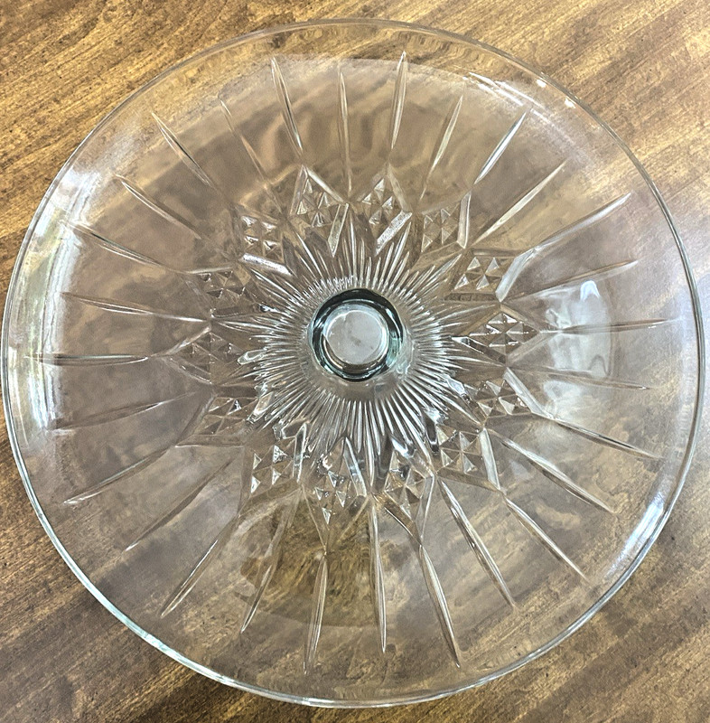 Vintage Glass 12" Round Cake Stand Heavy Dome Cover Pedestal Footed Clear gallery