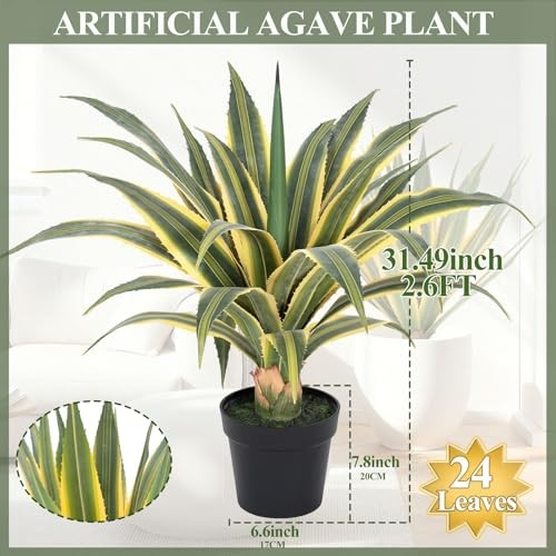 Artificial Agave Plants Outdoor, 32” Large UV Resistant Spiked Fake Agave 32" 1 gallery