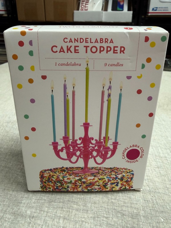 Two’s Company Candelabra Cake Topper Birthday Celebration – 9 Candles Pink Red