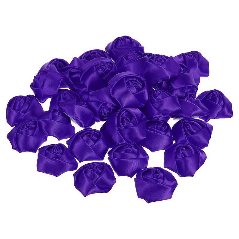 20Pcs Artificial Flowers Roses Heads Satin Rose Fabric Flowers Purple