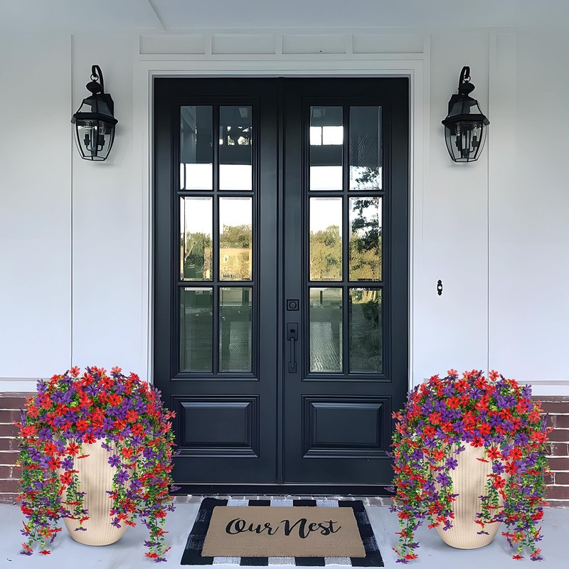 Hrobek 2 Pcs Artificial Hanging Flowers Outdoor Spring Summer Decoration Fake gallery
