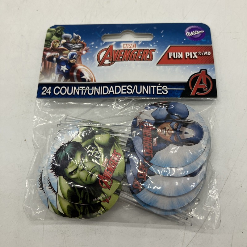 NIP Wilton Marvel Avengers Fun Pix Cupcake Toppers 24 Count FREE SHIPPING