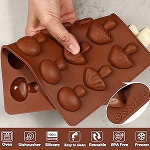 Mushroom Chocolate Mold, 15-Cavity Mushroom Silicone Molds with Three Cute gallery