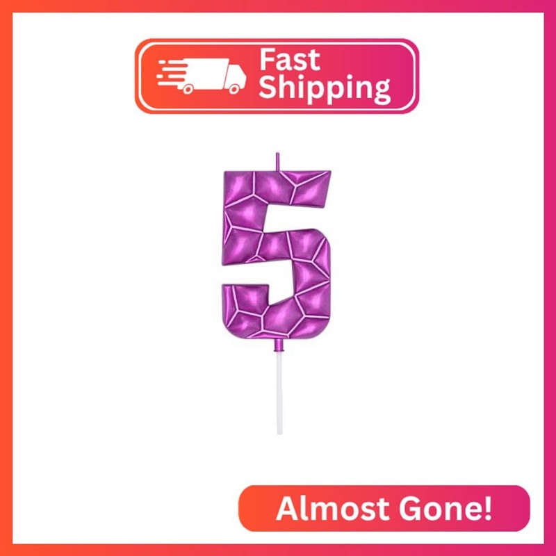 DERVENTA Large Birthday Candle Number 3D Bubble Style 3.7 inch Party Celebration
