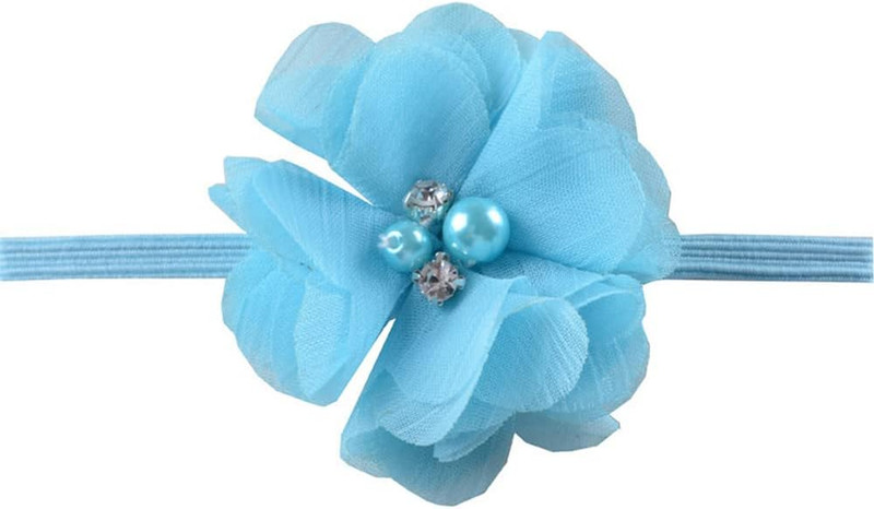 30 PCS Rhinestone Pearl Blue Chiffon Flower Sewing Fabric Appliques for Cloth... gallery