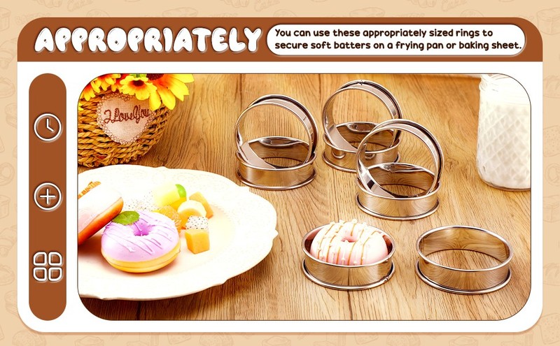 16 Pcs English Muffin Rings Nonstick Double Rolled Crumpet Rings Round Cookie gallery