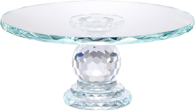 Crystal Glass Cake Stand, 11” Cake Display Stand, Crystal Glass Fruit Plate
