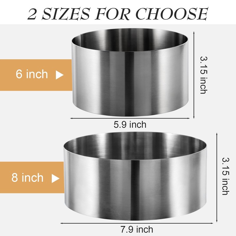 Cake Ring, 8 Inch Cake Rings for Baking, 20CM Fixed Round Stainless Steel Cak... gallery