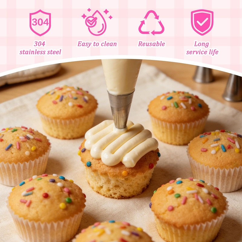 Stainless Steel #12 Round Piping Tip Reusable Icing Nozzles Baking Decor 3 PCS gallery