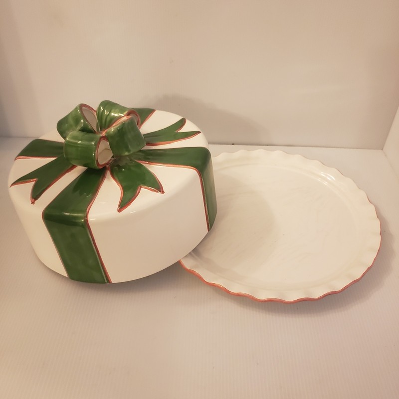 Ribbons And Bows 1996 Cake Plate Lid 3d Alabaster For Portugal Ceramics Vintage gallery