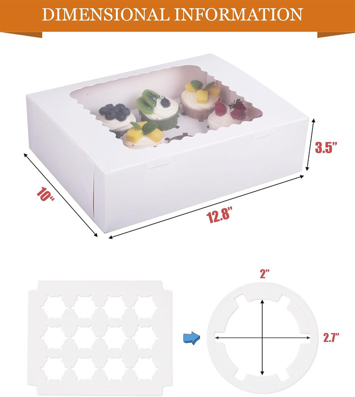 15-Set Cupcake Boxes Hold 12 Standard Cupcakes, Food Grade Cupcake Holders Baker gallery
