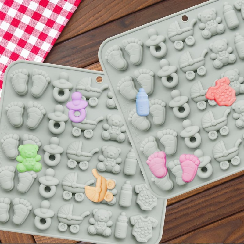 2Pcs Baby Shower Chocolate Mold Silicone Footprints, Candy Moulds Gummy Bite Siz gallery