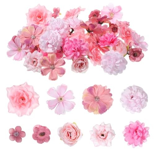 50 PCS Faux Flowers Heads Artificial Flower Mini Silk Flower Rose Bulk DIY gallery