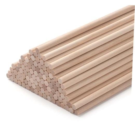 Wooden Dowels Wooden Sticks for Craft 3/16″ x 6″, 100 PCS Wood 3/16″×6″-100Rods