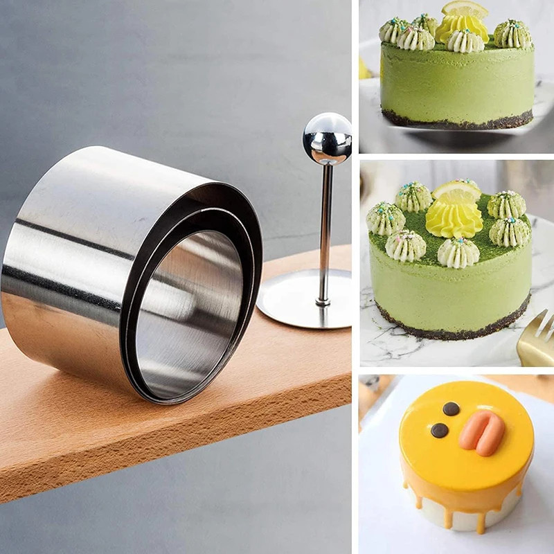 Round Stainless Steel Cake Mousse Ring with Lid Cake Decoration Tool Pastry Cake gallery