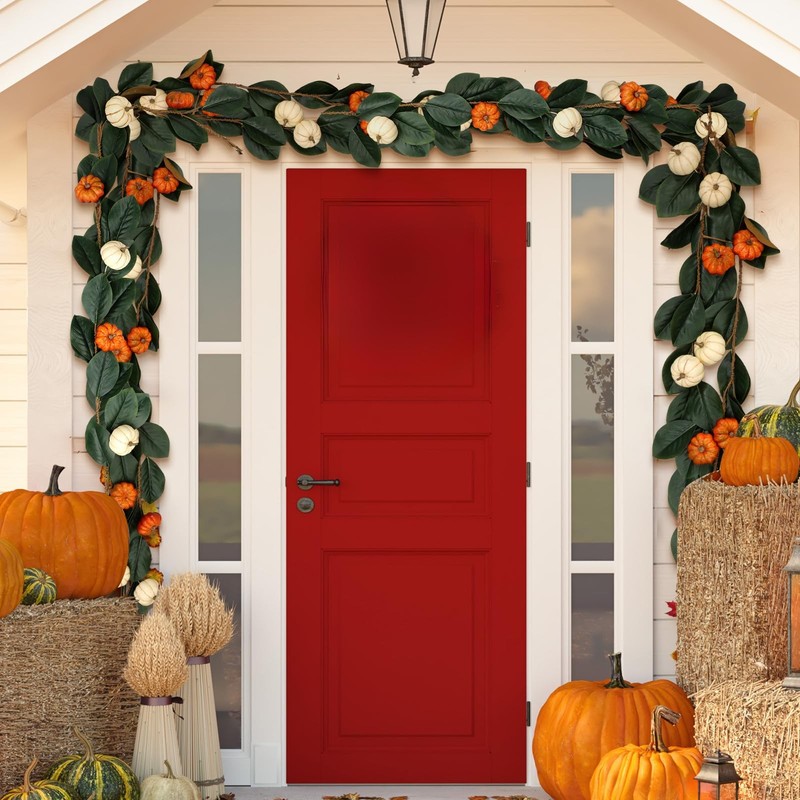 2 Pcs 6ft Thanksgiving Decor Fall Garland with Pumpkins Artificial Mixed Magnoli gallery