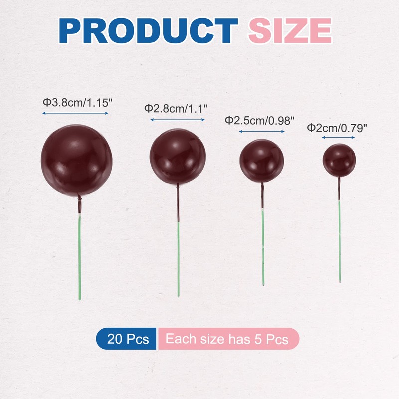 20Pcs Foam Balloons, Cupcake Insert Cake Toppers Cakes Decoration, Brown gallery
