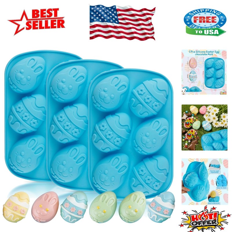 Versatile 3PCS Non-Stick Easter Egg Molds for Creative Baking & Decorating
