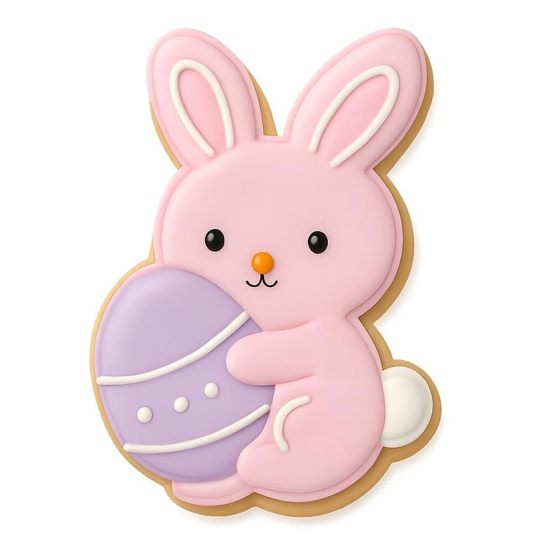 Chibi Bunny Holding Giant Easter Egg Cookie Cutter & Stamp – 2.9×4