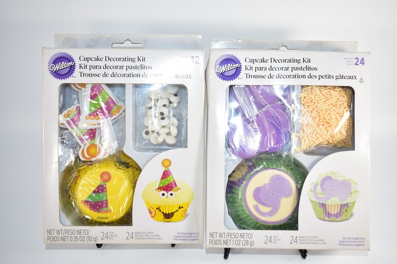 Set of 2 Wilton Elephant & Party Hat Cupcake Decorating Kits 48ct Total NIP