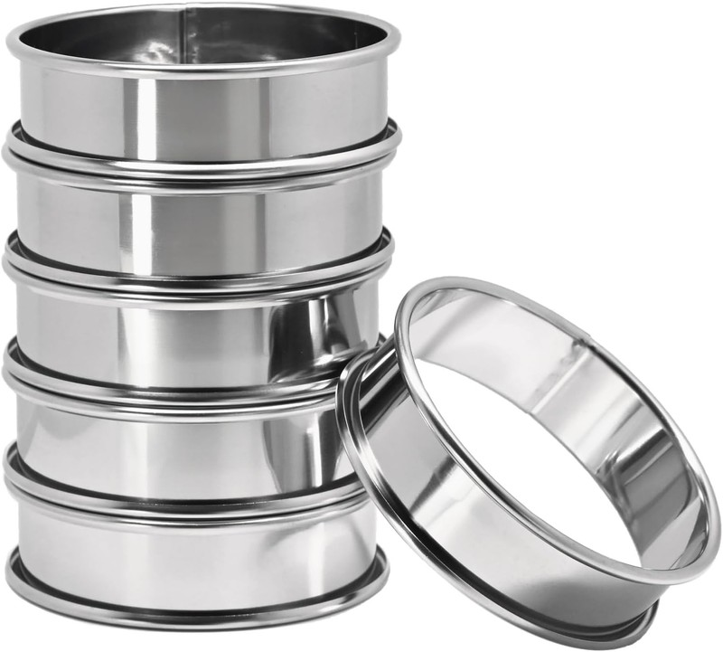 Crumpet Rings 6Pcs, 3.15″ English Muffin Rings, Stainless Steel Double Rolled