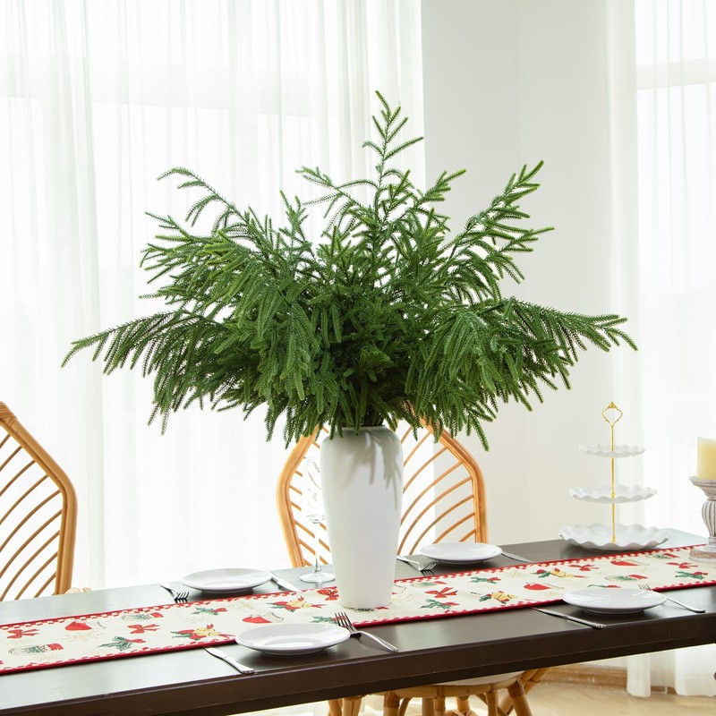 Tasruwat 10 Pcs 36 Inch Artificial Norfolk Pine Stems Faux Christmas Greenery gallery