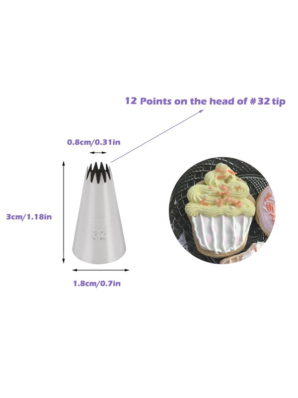 #32 Star Tip for Piping,Icing Piping Tip for Cake and Cupcake Decorating,3 Pcs gallery