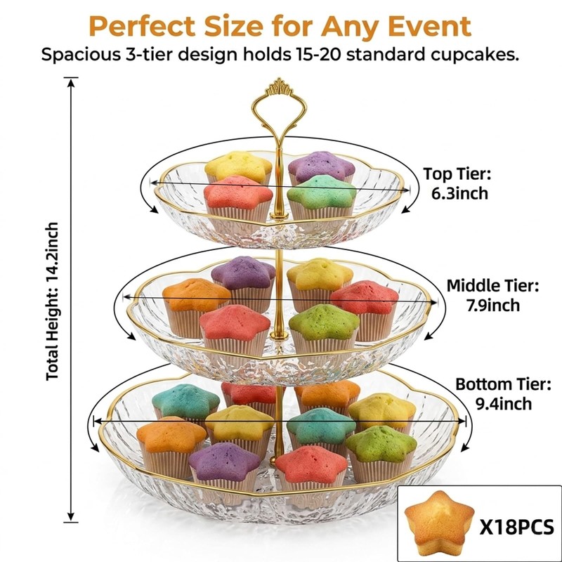 3 Tier Cupcake Stand,Fruit Basket and Cake Stand,Light Luxury Acrylic 3 Tier ... gallery