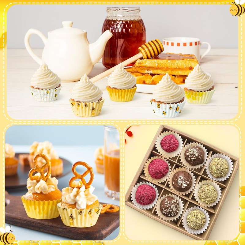 Bee Mini Cupcake Liners - 600pcs Summer Baking Cups Muffin Paper Cupcakes Wra... gallery