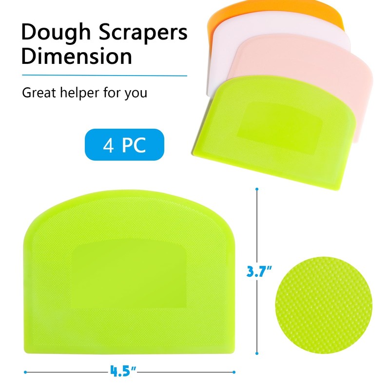 Dough Scraper Bench Scraper for Baking, 4 PCs BPA Free PE Plastic Flexible Bowl gallery