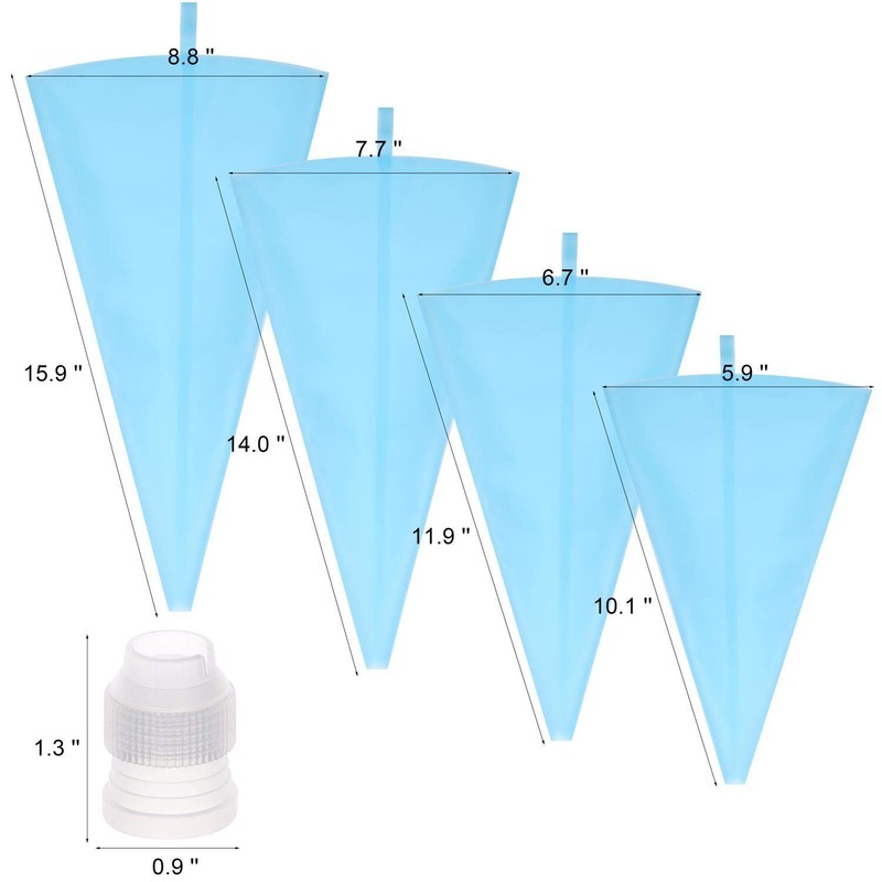16 PCS 10/12/14/16 Inch Reusable Silicone Pastry Piping Bags 8 Couplers Kit gallery