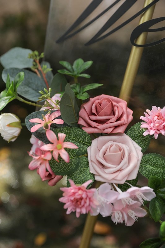 YYHUAWU Artificial Flowers Combo Set Gradient Color Flower Leaf Stems DIY gallery