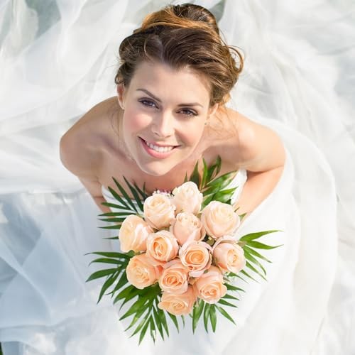 12Pcs Realistic Fake Roses Faux Flowers with Long Stems, Artificial Silk Cream gallery
