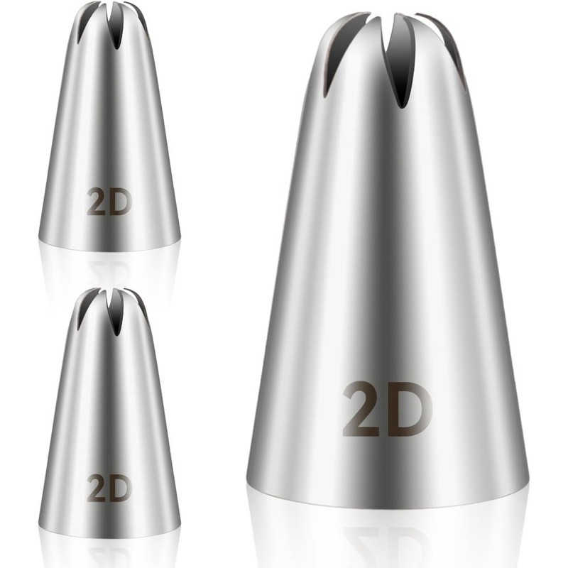 3pcs 2D Cake Piping Tips, Cake Decorating Supplies Piping Tips, Piping Nozzles