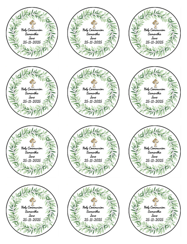 Holy Communion Cross Edible Icing Cupcake Toppers | 1st Communion Decorations gallery