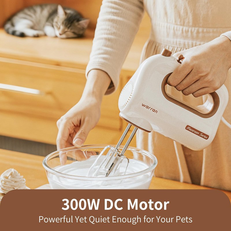 300W Compact Lightweight Hand Mixer, with Powerful Quiet DC Motor for Baking,... gallery