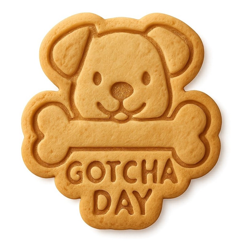 Pet with Bone Gotcha Day Cookie Cutter & Stamp, Fondant & Clay – 4×3.5