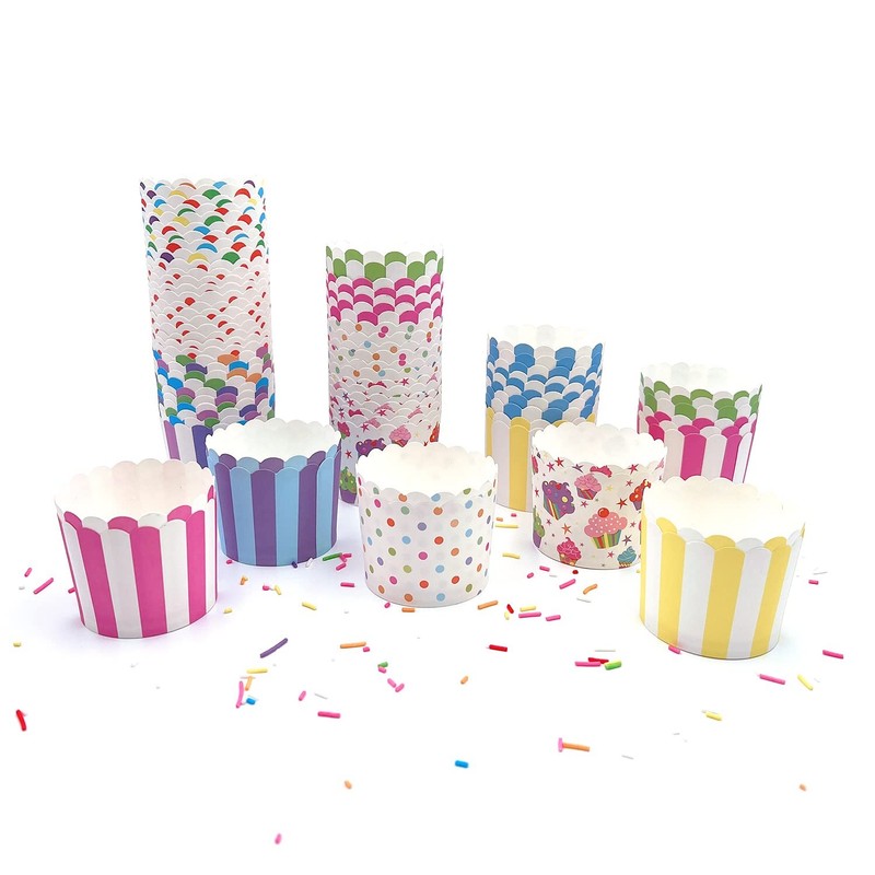 100pcs Random Colorful Premium Greaseproof Cupcake Paper Liners No Muffin Pan... gallery