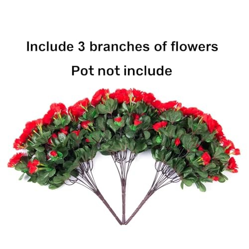 Artificial Faux Red Flowers Plants for Outdoor Outside Spring Decor, A Red gallery
