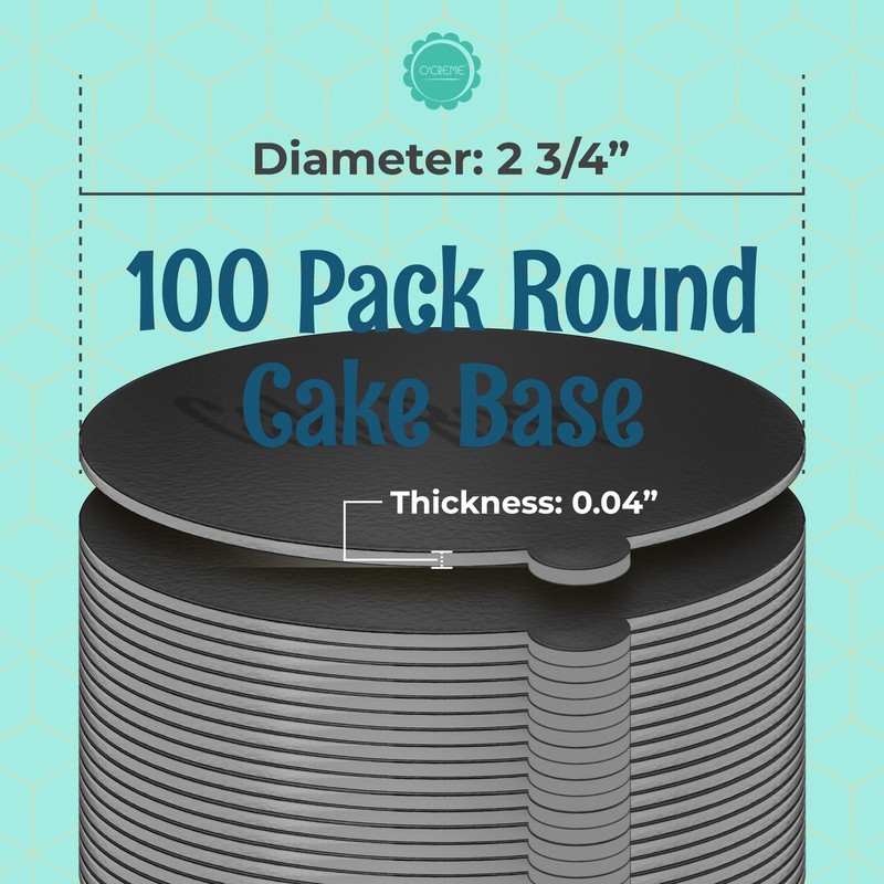 Black Round Mini Cake Boards with Tab – 2-3/4 Inch Grease-Proof, Foil-Covered... gallery