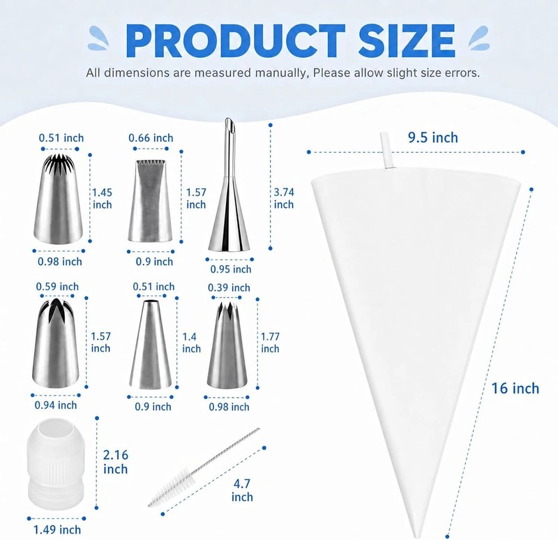 Reusable Piping Bags and Tips Set - 16" Pastry Bags for Cake Decorating, Cupcake gallery