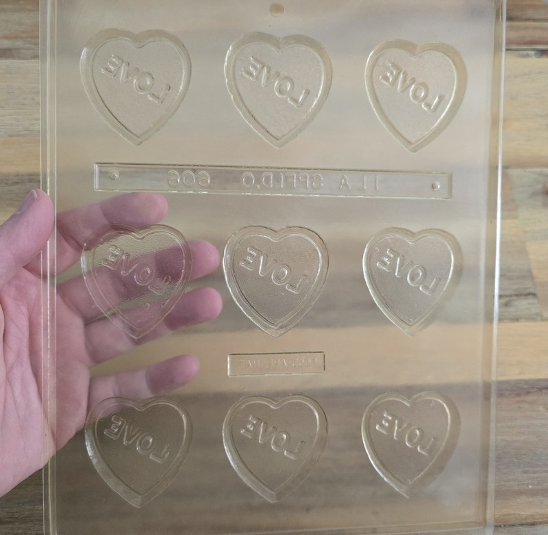 Vintage Chocolate Mold, Heart LOVE, Plastic, Valentine's Day gallery