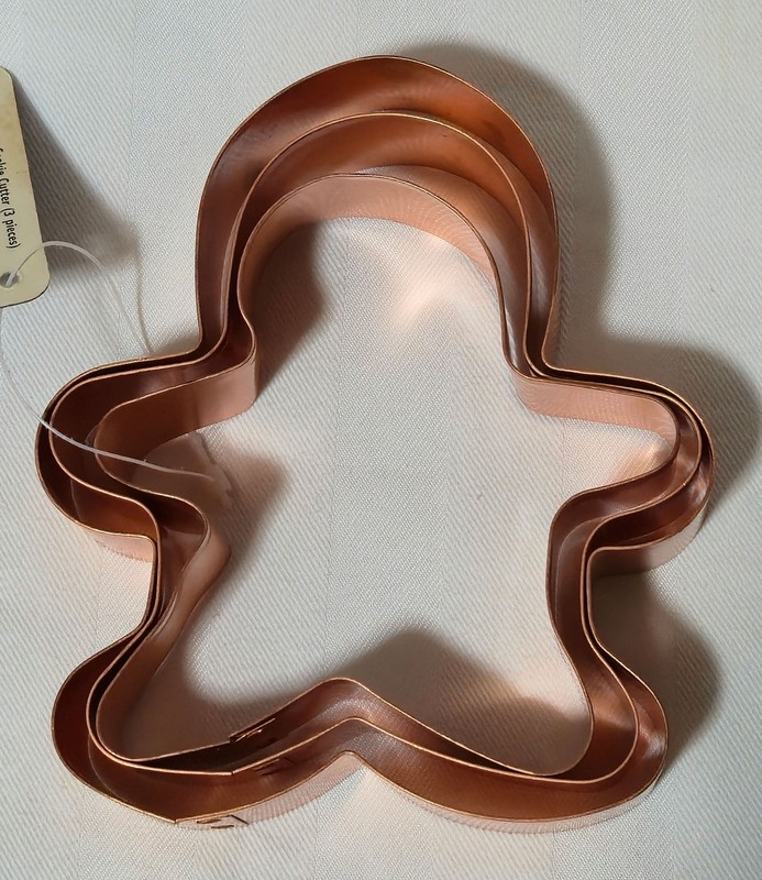 BAKERS SECRET SET OF 3 COPPER PLATED GINGERBOY COOKIE CUTTERS ITEM #378056 NWT