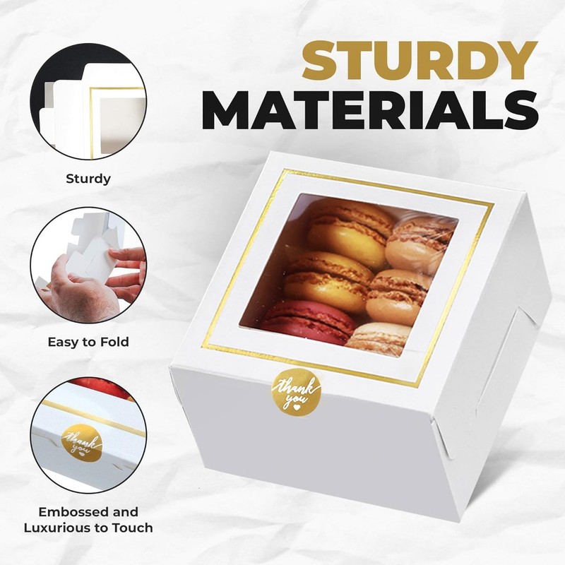 30 PCS White 4x4x2.5 Inch Bakery Box Window Mini Cake Cookie Pastry Box gallery