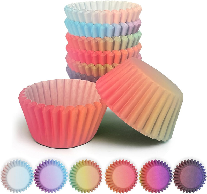 Mini Cupcake Liners Cupcake Cups 300-Count Food Grade Gradient Design Cupcake Pa gallery