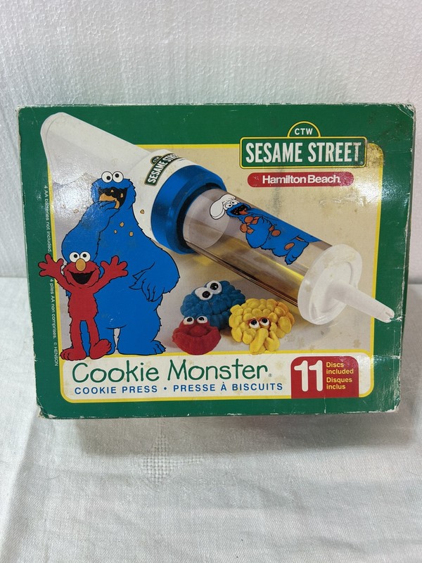 Sesame Street Cookie Monster Cookie Press Vintage 1998 Hamilton Beach New Open