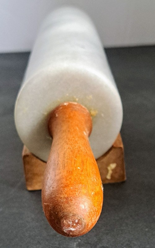 Gourmet Marble Rolling Pin with Wood Stand Baking Grey & White gallery