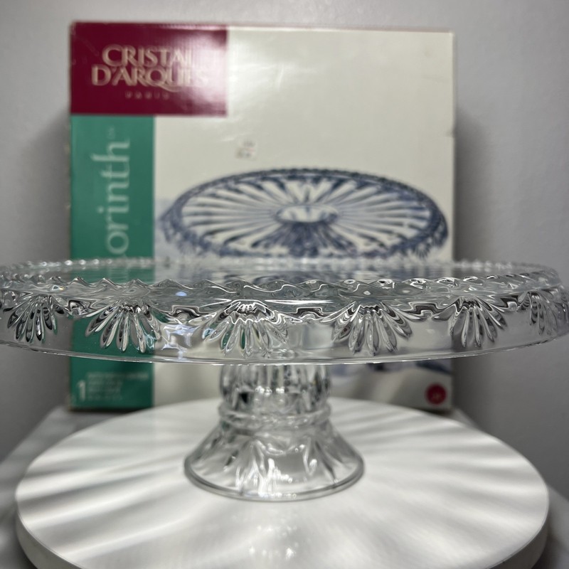 Cristal d Arques Cake Stand Corinth Lead Crystal Footed 12.5” Pedestal W/ Box gallery