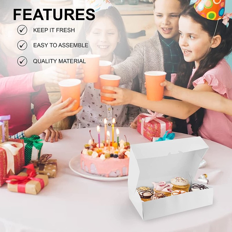 MT Products 14" x 10" x 3.5" White Donut Boxes/Bakery Boxes - Pack of 15 gallery